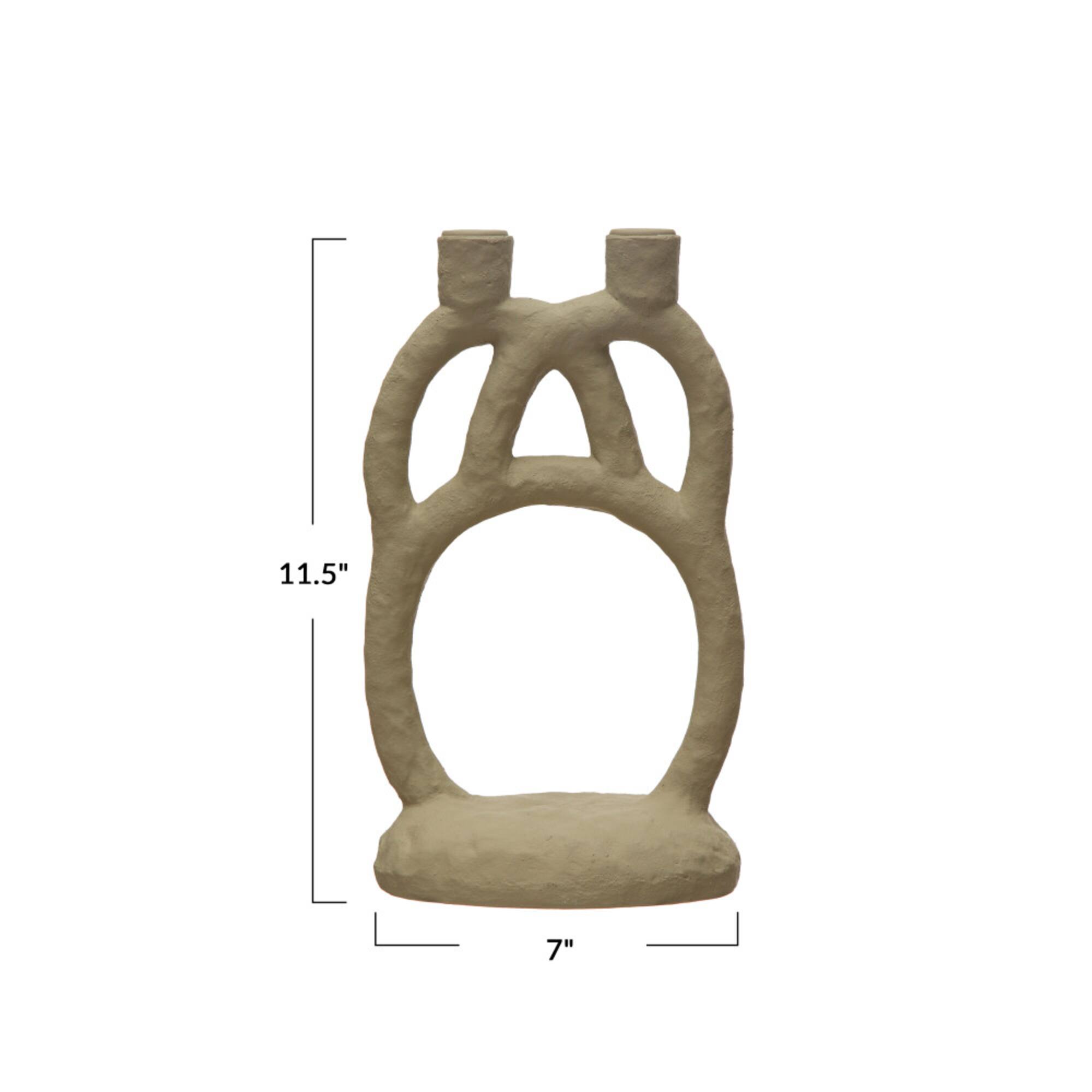 Hello Honey® 12" Ivory Modern Sculptural Double Taper Candle Holder